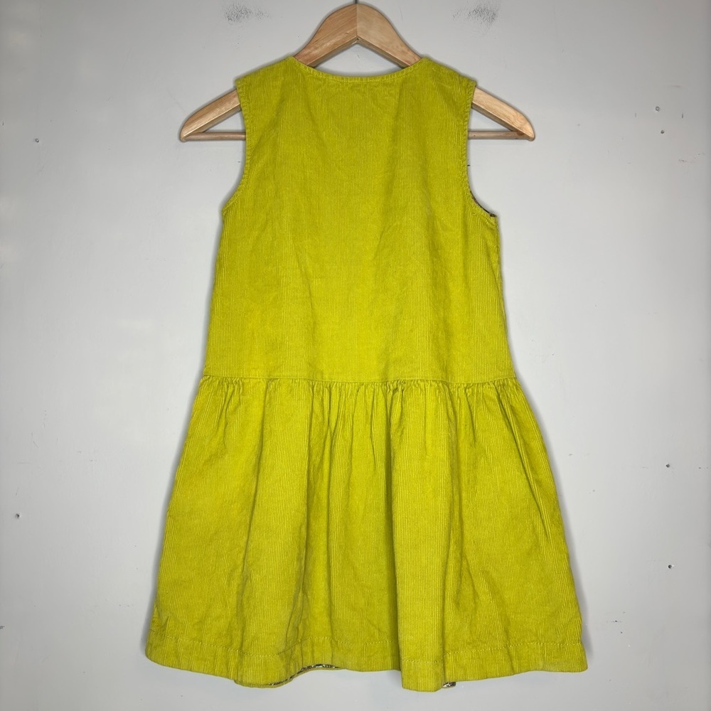 Mini Boden Lime Green Corduroy Button Through Pinafore‎ Dress Size 9-10 Years - Picture 7 of 8